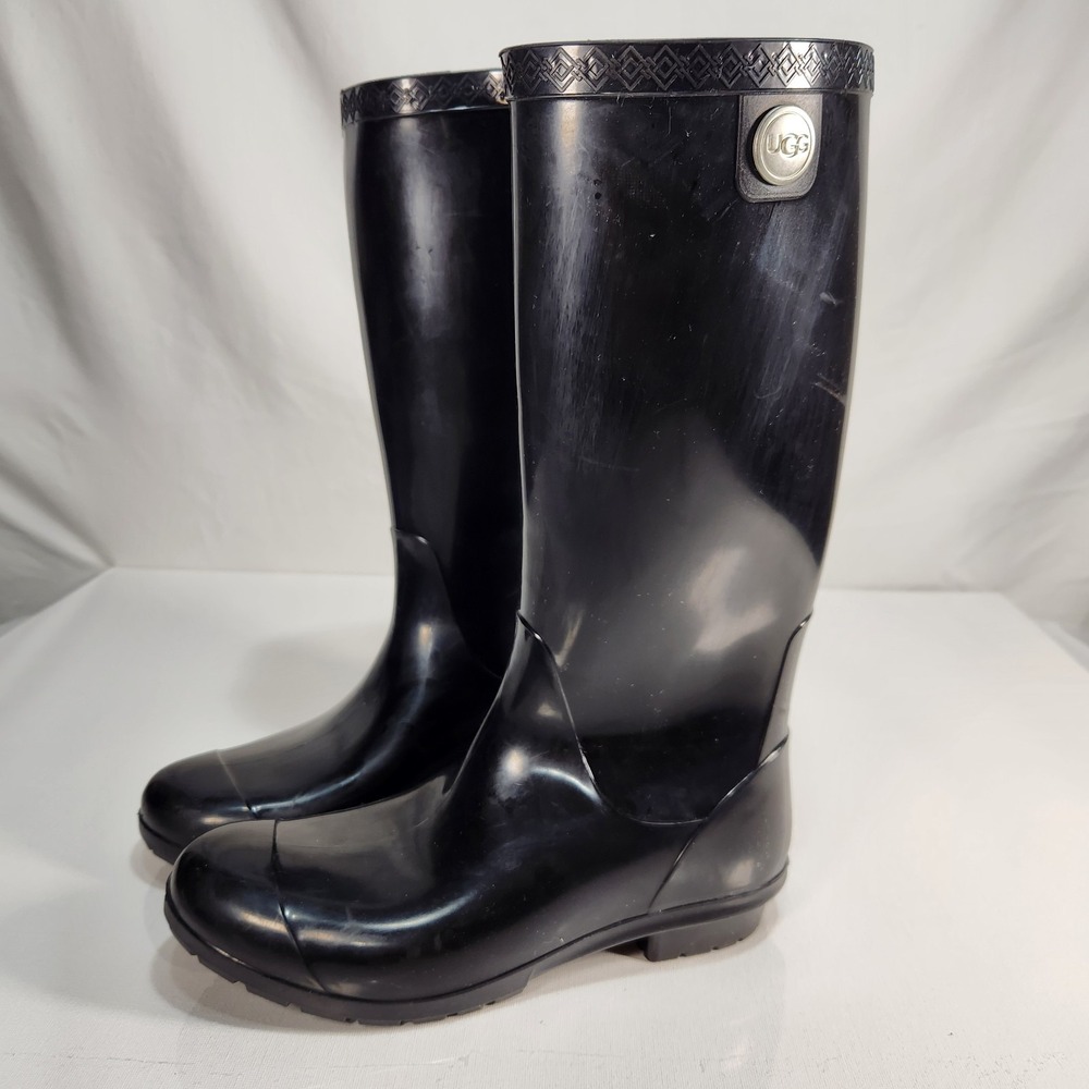 Ugg Sienna Womens Rubber Rain Boots Waterproof Size 7 Black UF00719L